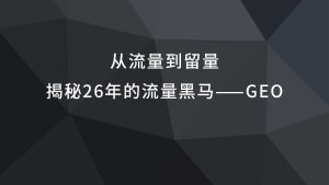 从流量到留量：揭秘26年的流量黑马——geo